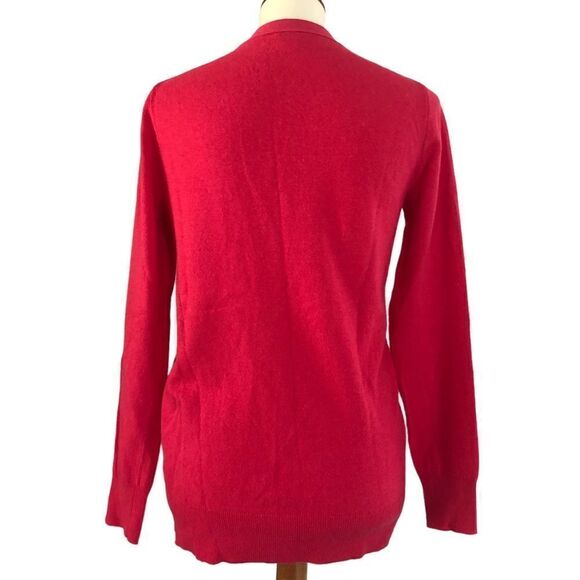 J Crew V Neck Cardigan Sweater Lightweight Wool Blend Hot Pink Size XS - Picture 2 of 9